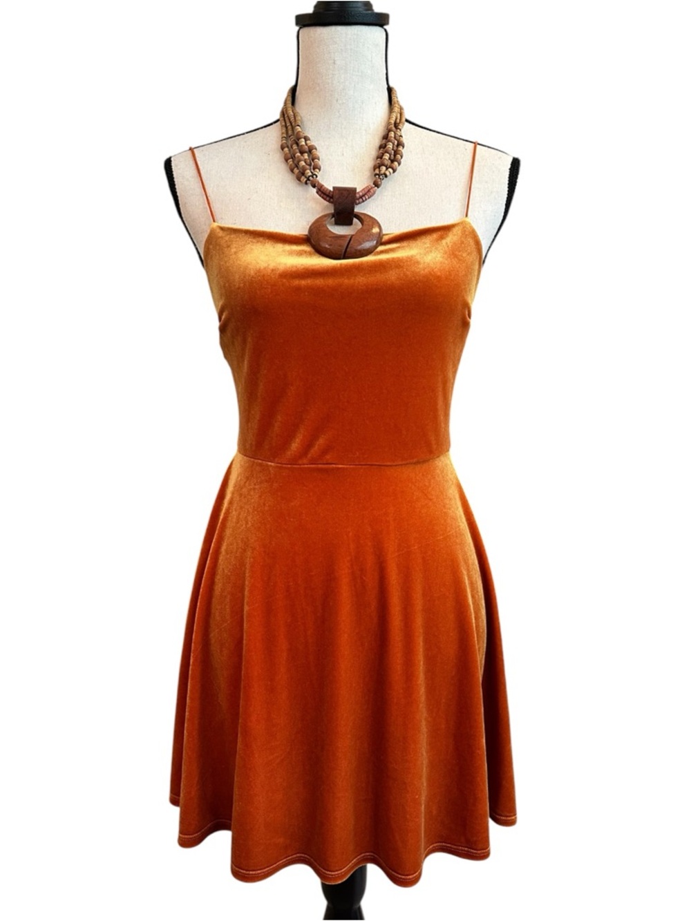 Urban Outfitters Velvet Mini Dress Burnt Orange Coquette Y2K Slip Dress | Small